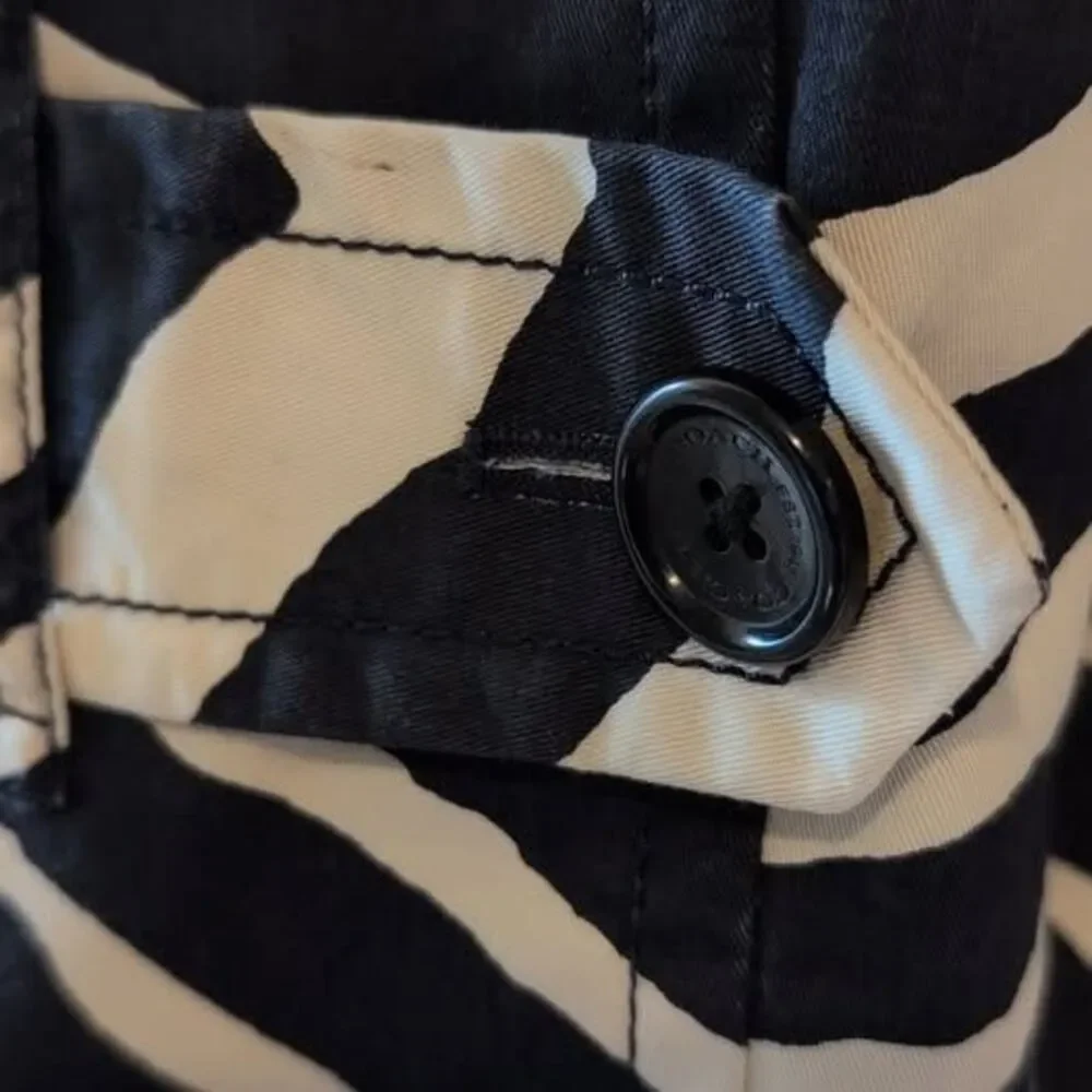 Coach Black and White Zebra Print Trench Coat